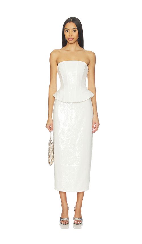 Lovers and Friends Alexia Sequin Midi Dress in White. L. Also in XXS, XS