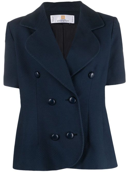 1990 short-sleeved double-breasted blazer - Blue