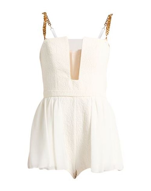 Woman Playsuit Cream Size 6 Tencel, Polyester, Acrylic, Viscose, Wool