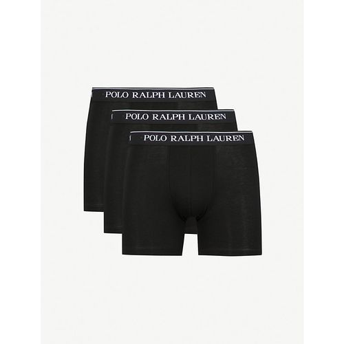 Mens Black Pack of Three Classic-fit Stretch-cotton Boxer Briefs