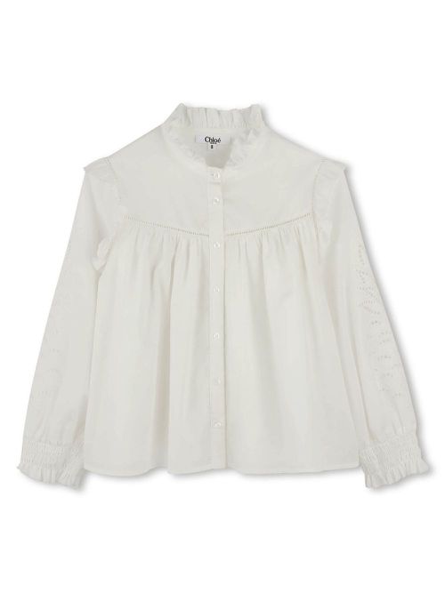 Ruffle-collar blouse - White