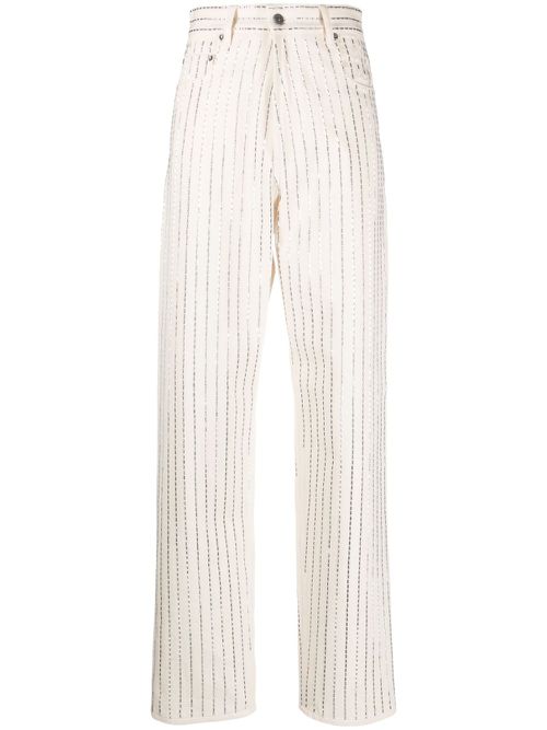 High-waist embellished trousers - White