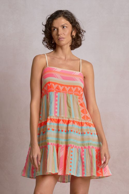 Vega Dress Neon Aztec