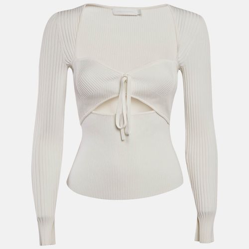 White Rib Knit Cut-Out Alexia Top