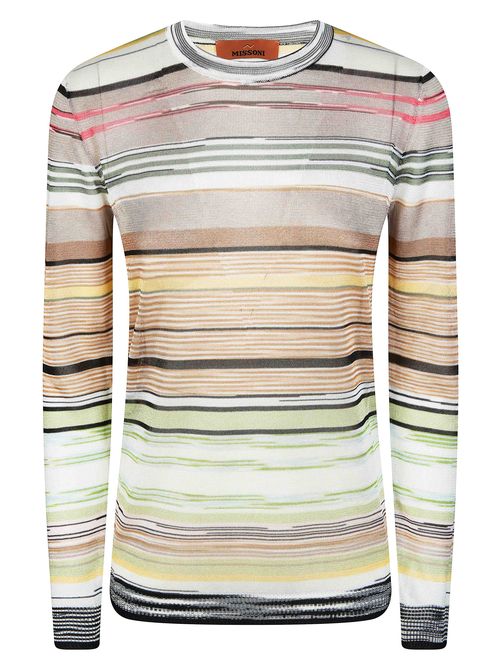 Striped Flame Viscose Crewneck Sweater