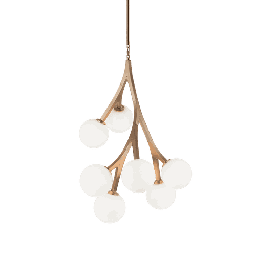 Aged Gold Brass Seven Light Chandelier from the Rami Collection