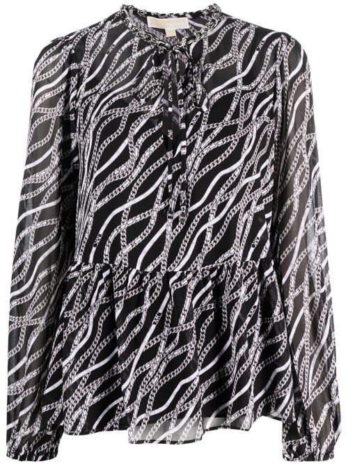 Chain link-print blouse - Black