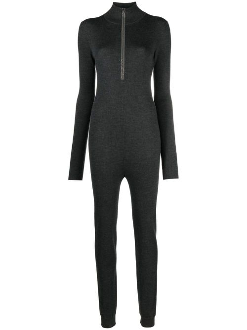 Ribbed long-sleeve jumpsuit - Grey