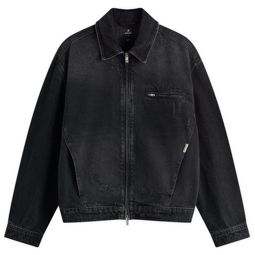 Men's Collared Denim Jacket Aged Black
