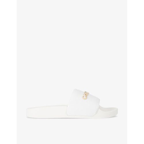 Womens Frame Logo-embossed Rubber Sliders