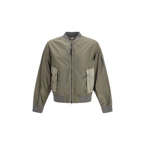 Bi-TM Mixed Lens Polyamide Bomber Jacket — Gray