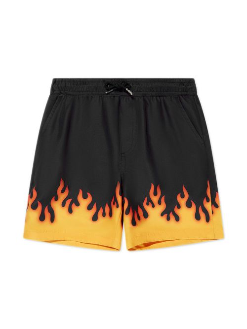 Flame-print swim shorts - Black