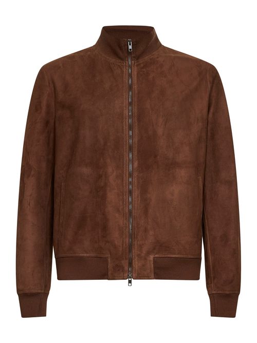 Suede Ovine Leather Jacket — Brown