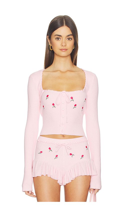 Lovers and Friends Cecilia Floral Embroidered Top in Pink. - XS also in