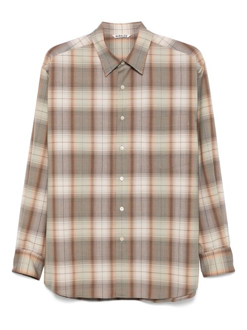 Auralee checked shirt - Brown