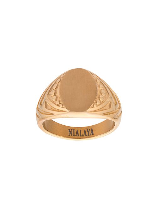 Decorative engraved signet ring - Yellow