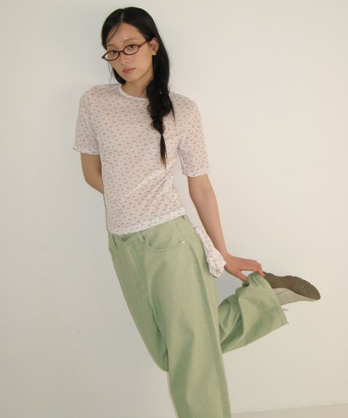SOFT PIGMENT WIDE DENIM PANTS MINT