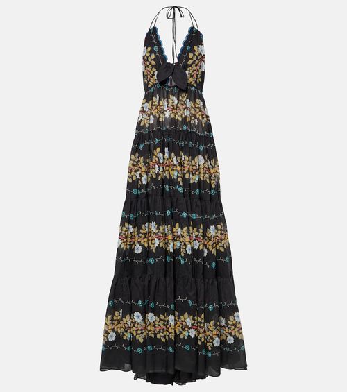 Floral tiered cotton gown