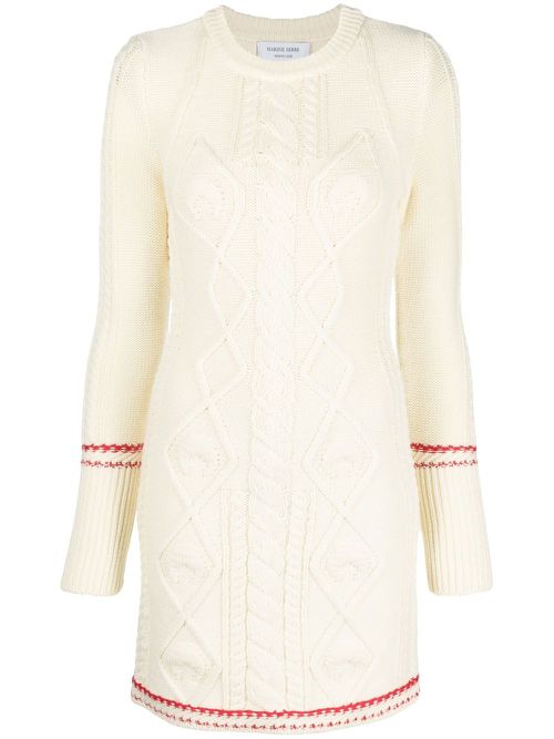 Cable-knit wool dress - Neutrals