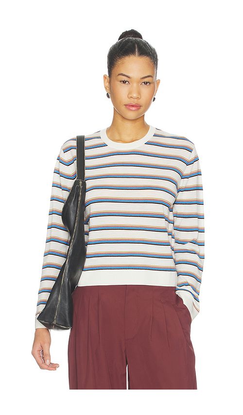 LESET James Stripe Classic Crew in Cream,Blue. Größe L. Also in M, S