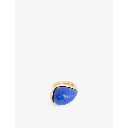 Womens Lapis Drop 18ct Yellow-gold Plated Sterling-silver and Lapis Ring W