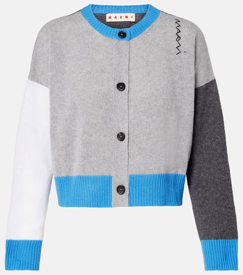 Colorblocked cashmere cardigan