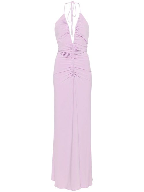 V-neck draped maxi dress - Purple