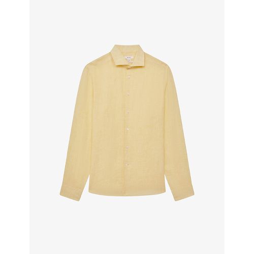 Mens Lemon Ruban Cutaway-collar Regular-fit Linen Shirt M