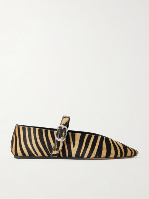 Stella Zebra-print Calf Hair Mary Jane Ballet Flats - Animal print