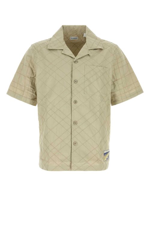 Diamond-Quilted Cotton Shirt — Beige