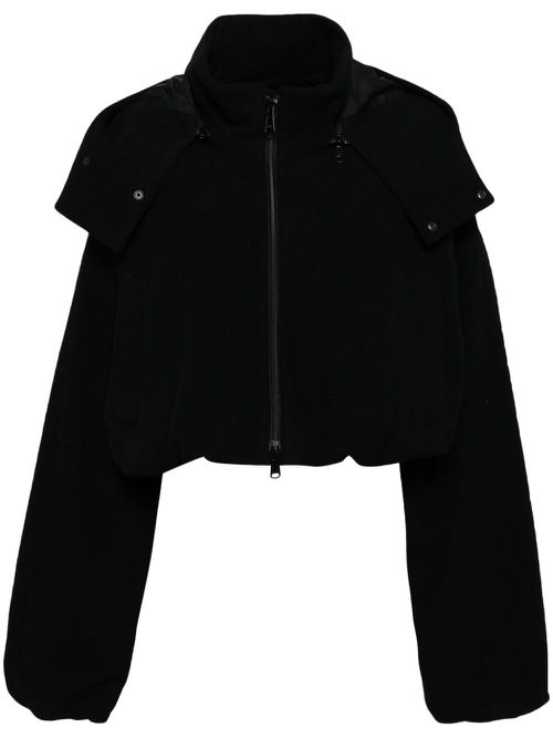 Mock neck cropped jacket - Black