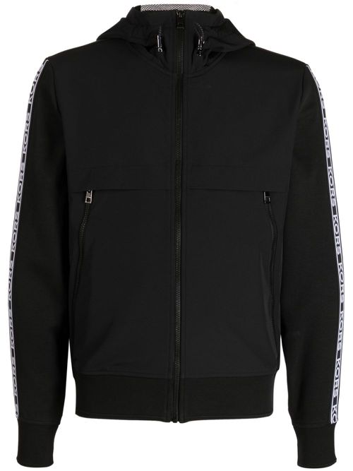 Logo-tape zip-up jacket - Black