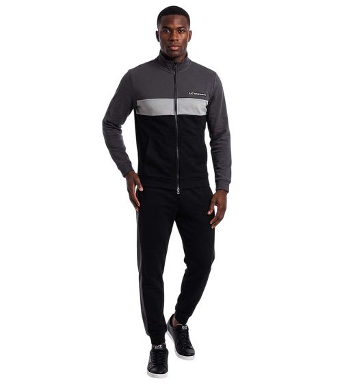 Black Cotton Color Block Tracksuit
