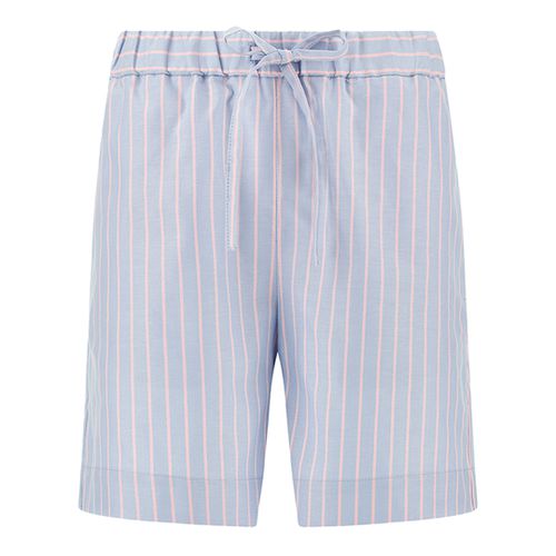 Cotton bermuda shorts with striped pattern, Woman, Rows Light Blue Pink