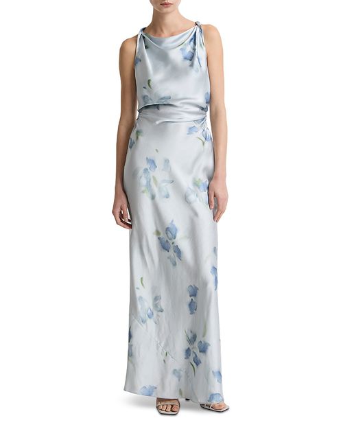 Petal Blur Twist Shoulder Dress