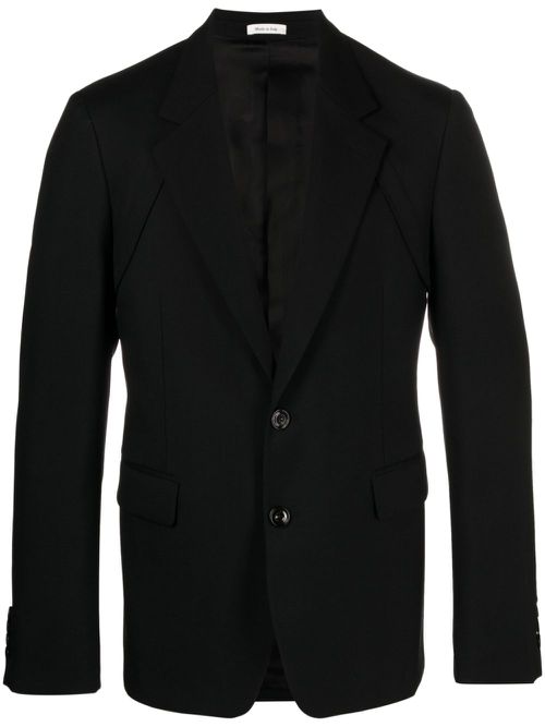 Single-breasted twill blazer - Black