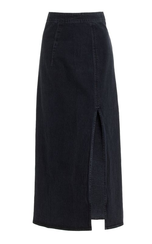 Ms. Madison High-Rise Denim Maxi Skirt