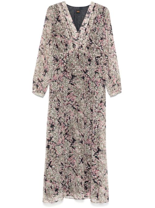 Abstract-print maxi dress - Neutrals