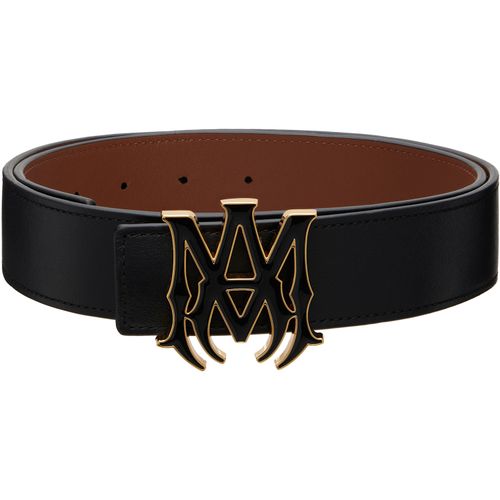 Black 'MA' 4cm Enamel Reversible Belt