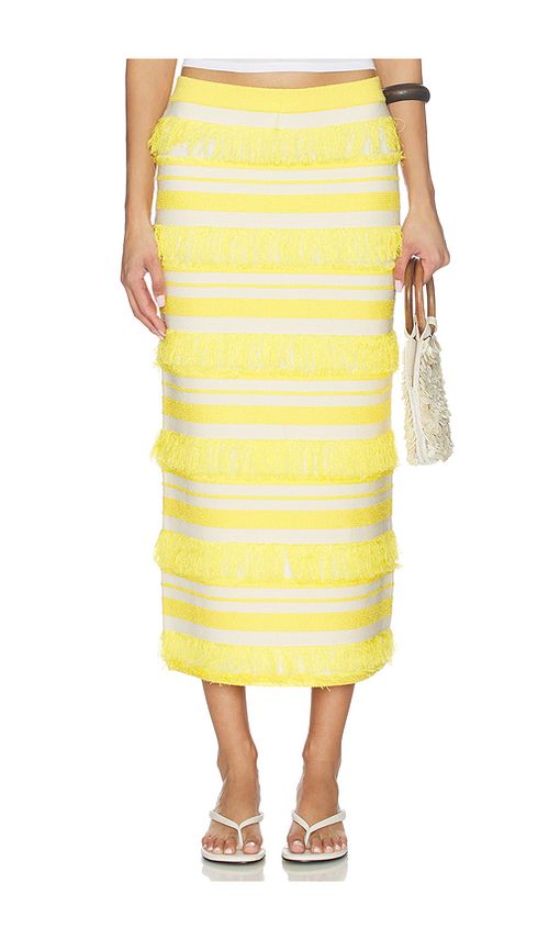 SIMKHAI Lula Knit Midi Skirt in Yellow. XS. Also in L