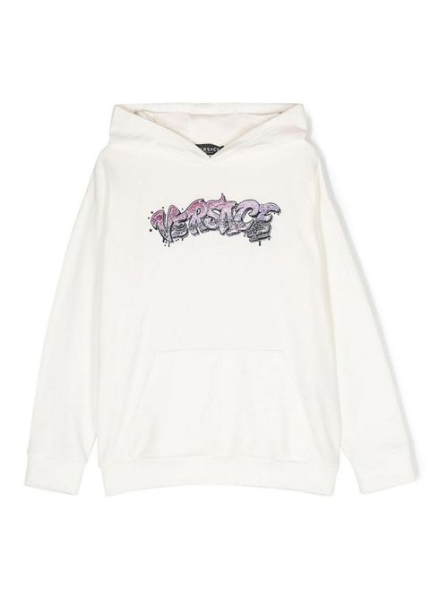 White cotton girl versace hoodie