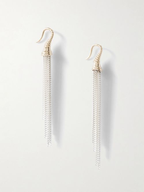 Tassel Fringed Sterling-silver And 14-karat Gold Earrings - One size
