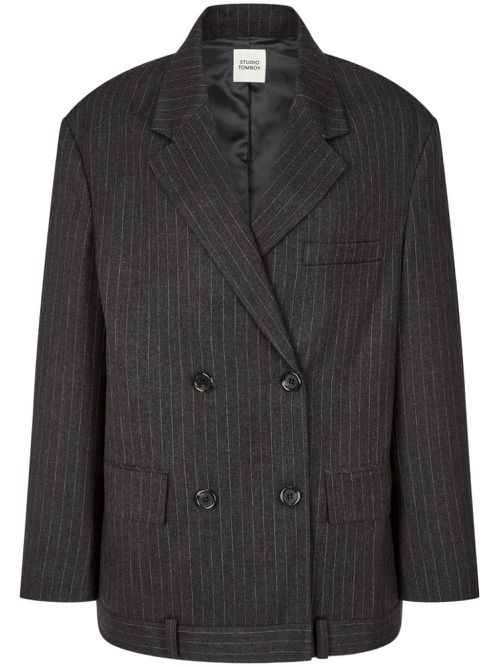 Pinstriped double-breasted blazer - Grey