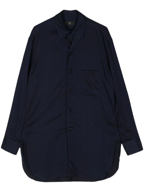 Cut-out twill shirt - Blue