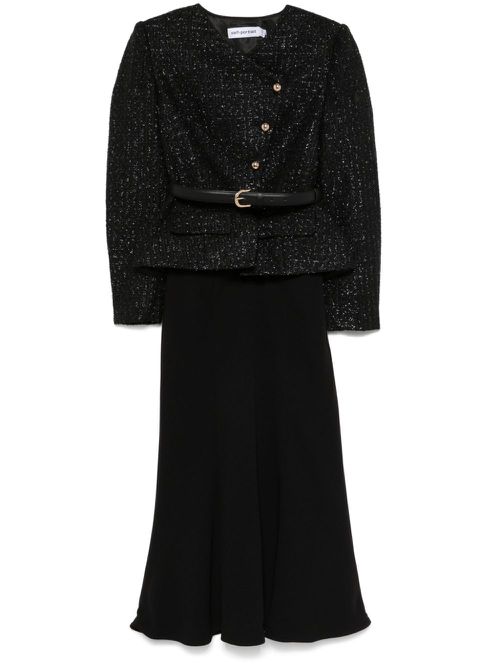 Bouclé asymmetric midi dress - Black