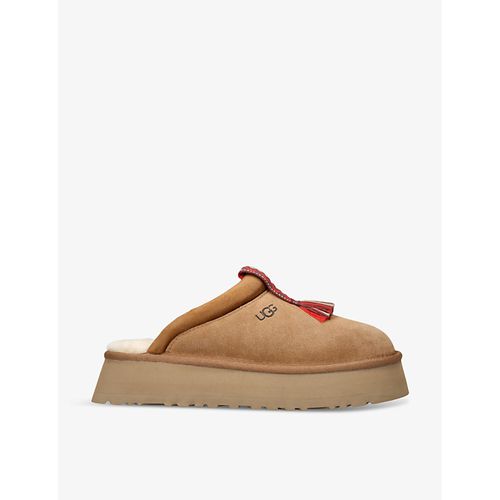 Womens Tan Tazzle Tassel-embellished Suede Flatform Slippers