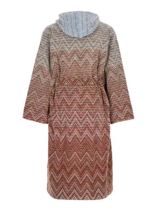 Zigzag Cotton Hooded Bathrobe — Red