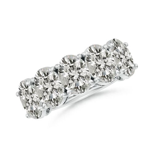 Angara 5.0 Carats Oval Diamond Five Stone Classic Anniversary Ring in Silver