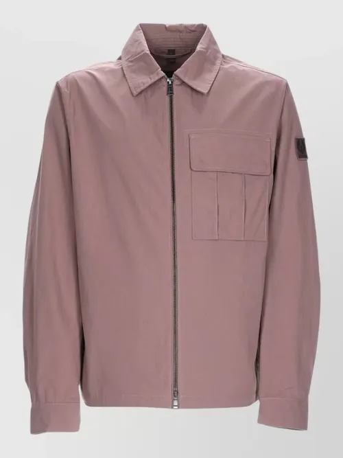 Belstaff - collared long sleeve coat chest pocket