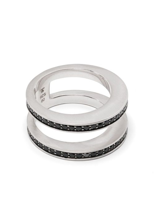 Vault Double Black Spinel slip-on ring - Silver